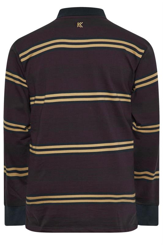 KAM Navy Long Sleeve Rugby Striped Polo Shirt | BadRhino 4