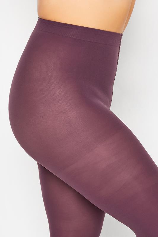 thumbnail interactive-video image 1 of Aurellie Women's 40 Denier Opaque Matt Tights – Purple Plum – Soft & Breathable With Gusset (S-XL) 1 of 4