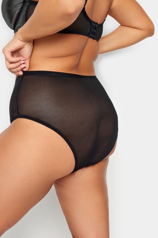 YOURS Plus Size Black Shimmer Mesh Full Briefs | Yours Clothing 4