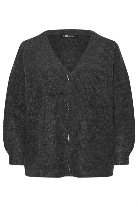 YOURS Plus Size Charcoal Grey Button Through Cardigan | Yours Clothing 7