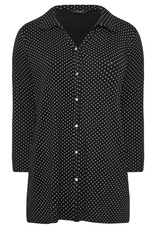 Plus Size Black Polka Dot Button Through Shirt | Yours Clothing 6