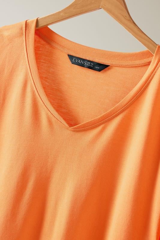 EVANS Plus Size Orange V-Neck Modal Rich T-Shirt | Evans 8