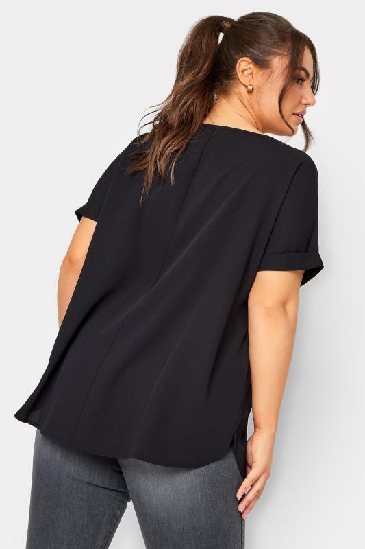 YOURS Plus Size Black Short Sleeve Boxy Top | Yours Clothing 3