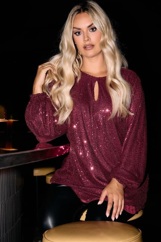 Burgundy sequin top online