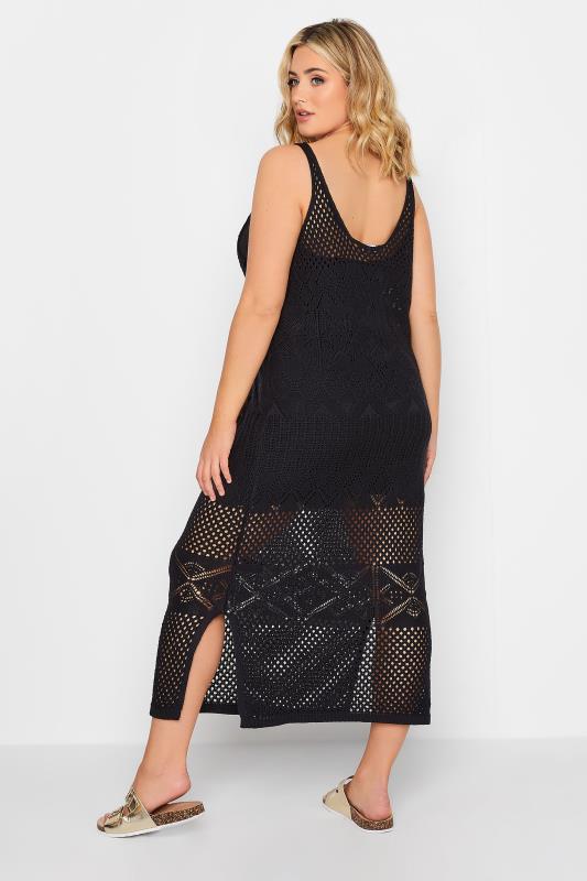 YOURS Curve Black Crochet Midaxi Dress | Yours Clothing 4