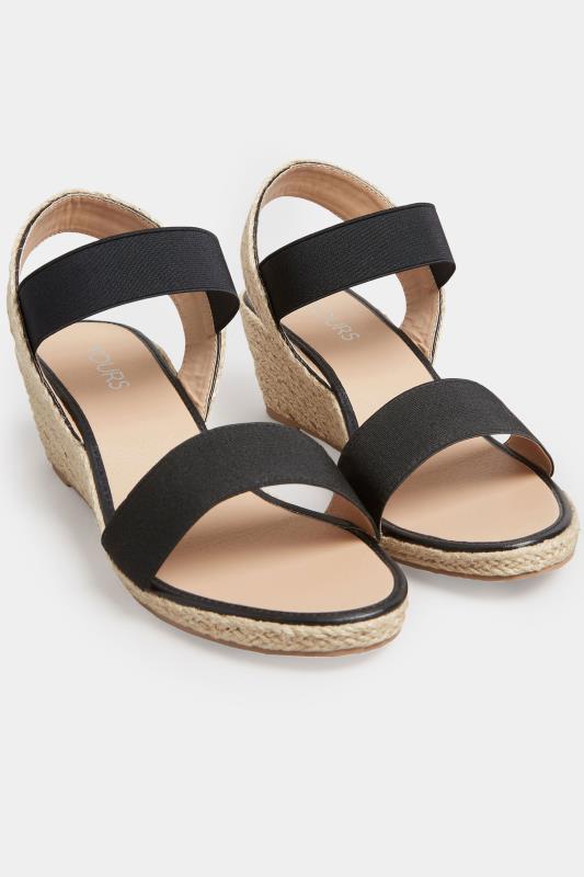 Black Espadrille Wedge Sandals In Wide E Fit & Extra Wide EEE Fit | Yours Clothing 2