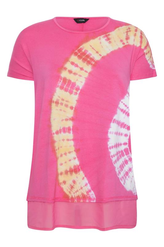 Plus Size Pink Tie Dye Grown On Sleeve Top | Yours Clothing 5