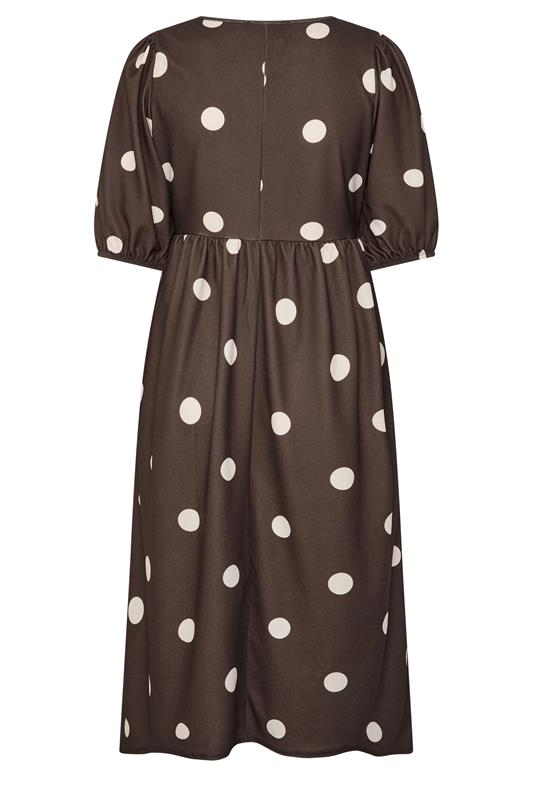 LIMITED COLLECTION Plus Size Chocolate Brown Polka Dot Dress | Yours Clothing 2
