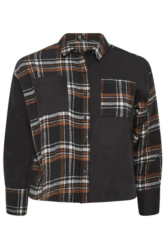 LIMITED COLLECTION Plus Size Brown & Black Contrast Check Cropped Shacket | Yours Clothing 7