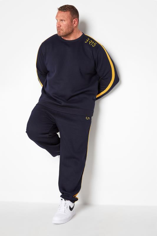 BadRhino Big & Tall Navy Blue BR15 Stripe Sleeve Sweatshirt 2