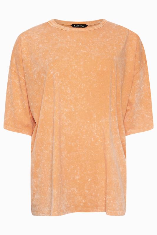 YOURS Plus Size Orange Acid Wash Boxy T-Shirt | Yours Clothing 5