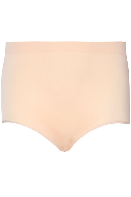 Nude Seamless Light Control High Waisted Full Briefs | Yours Clothing 2