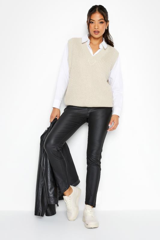 Petite Black AVA Faux Leather Look Jeans | PixieGirl 2
