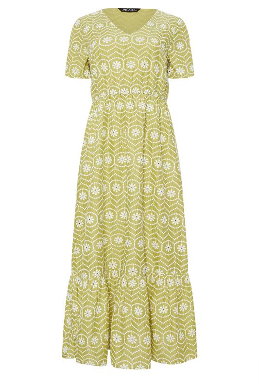 M&Co Light Green Floral Broderie Cotton Maxi Dress | M&Co 6