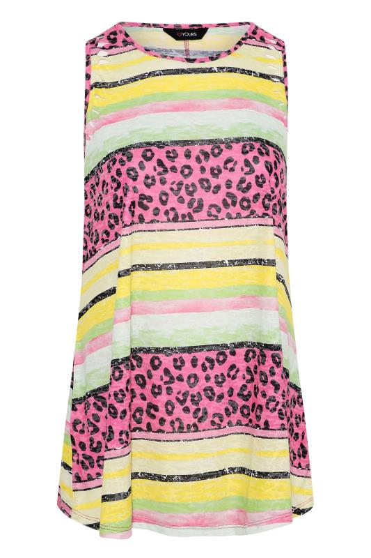 Plus Size Pink Leopard Print Stripe Vest Top | Yours Clothing 6