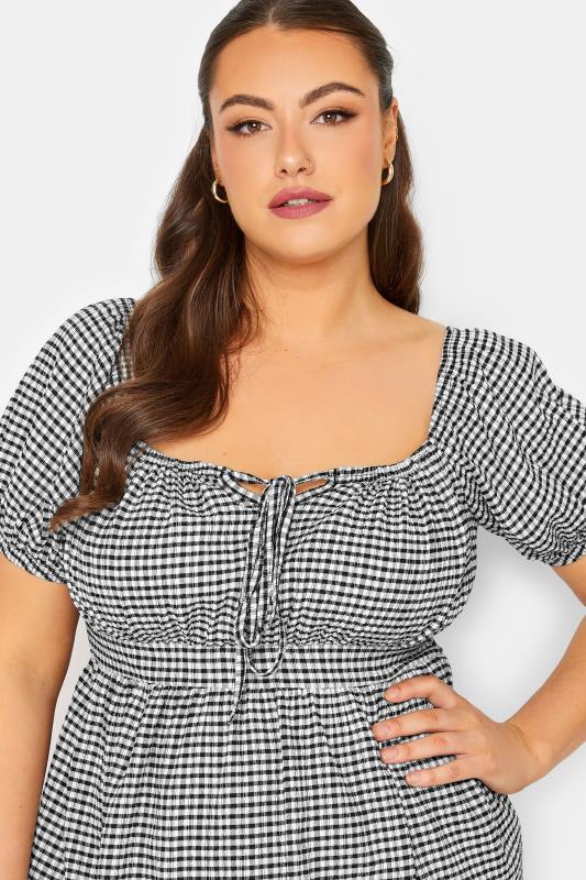LIMITED COLLECTION Plus Size Black Gingham Gypsy Top | Yours Clothing 4