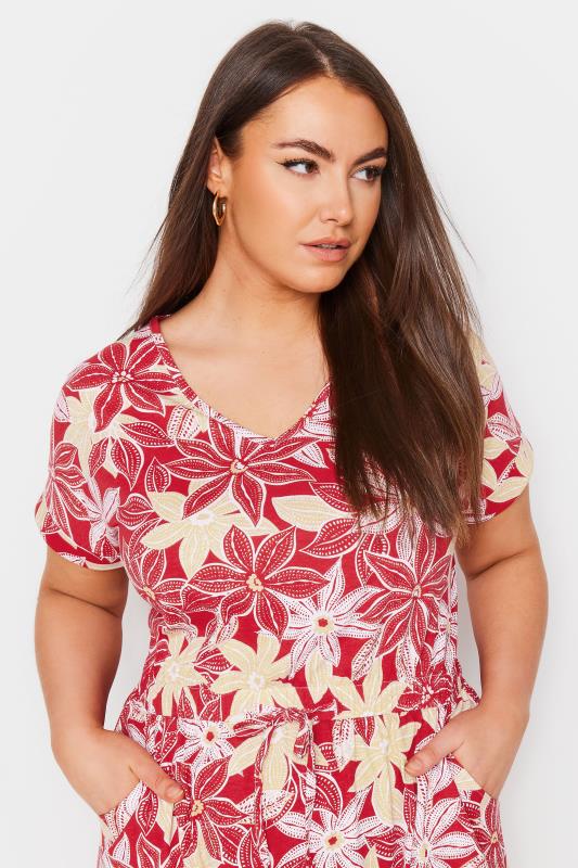 YOURS Plus Size Red Floral Print Maxi Dress | Yours Clothing 4
