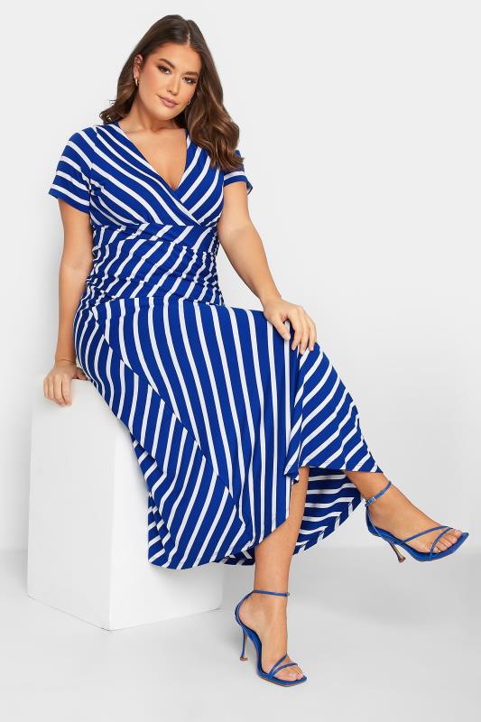 YOURS Plus Size Blue Stripe Swing Maxi Dress | Yours Clothing 2