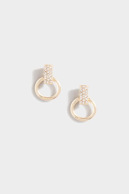 Plus Size  Gold Diamante Hoop Earrings
