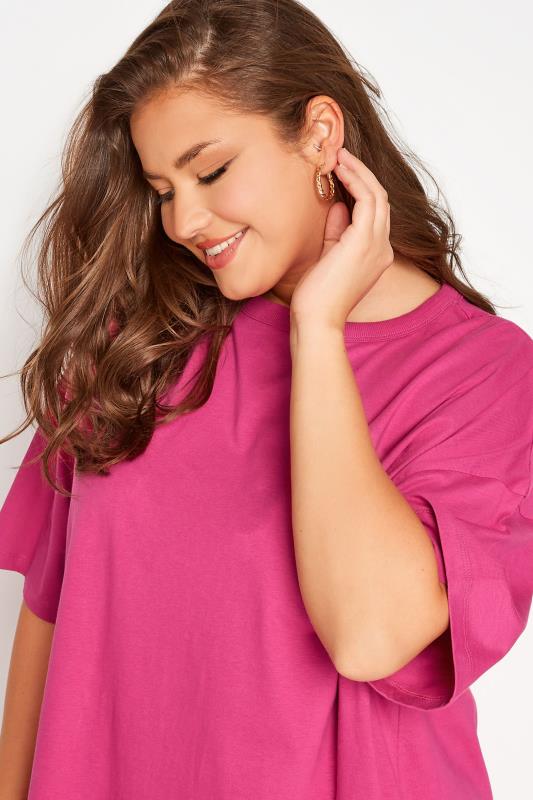 Plus Size Pink Oversized Tunic T-Shirt Dress | Yours Clothing 4