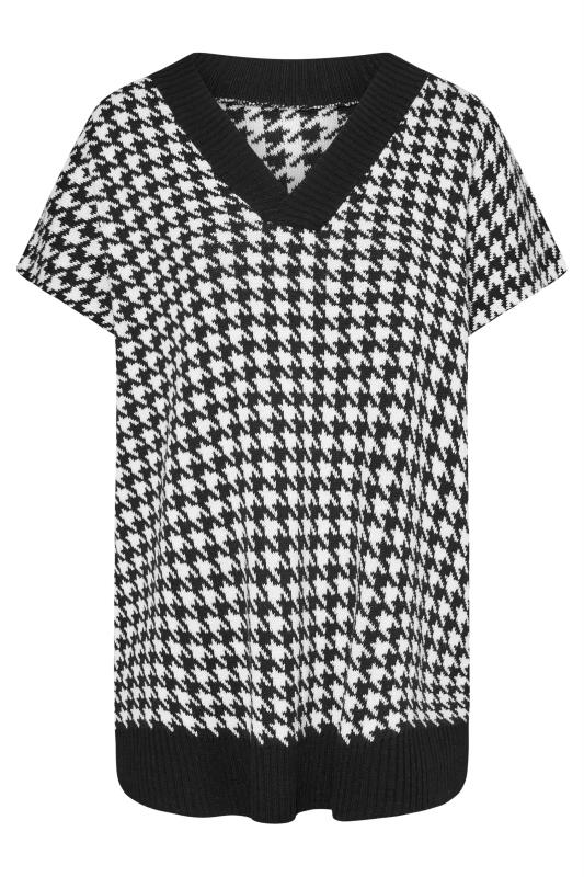 Plus Size Curve Black Dogtooth Check Jacquard Knitted Vest Top | Yours Clothing 4