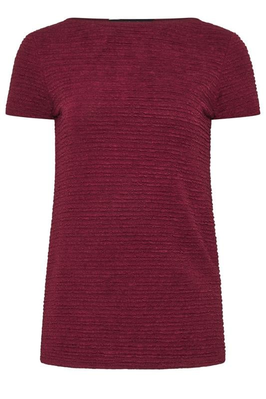 LTS Tall Women's Burgundy Red Textured Slash Neck Top | Long Tall Sally 5