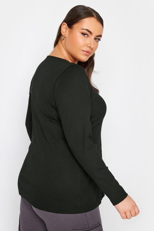 YOURS Plus Size Black Ribbed Popper Fastening Top | Yours Clothing