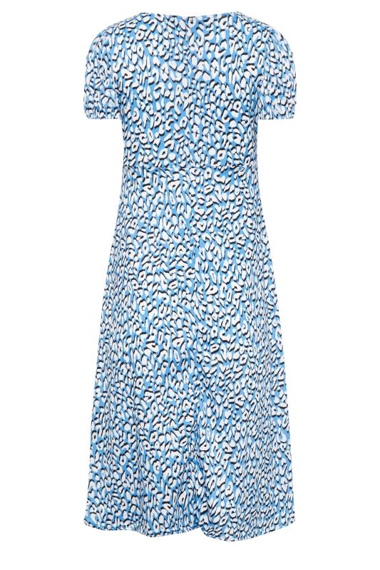 Petite Blue & White Animal Print Midi Dress | PixieGirl 7
