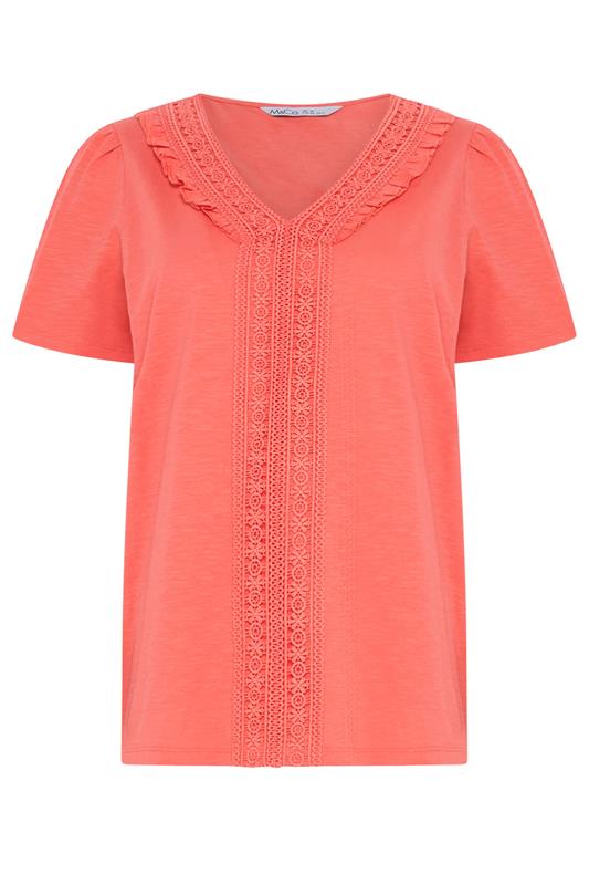 M&Co Coral Short Sleeve Frill Cotton Blouse | M&Co 5