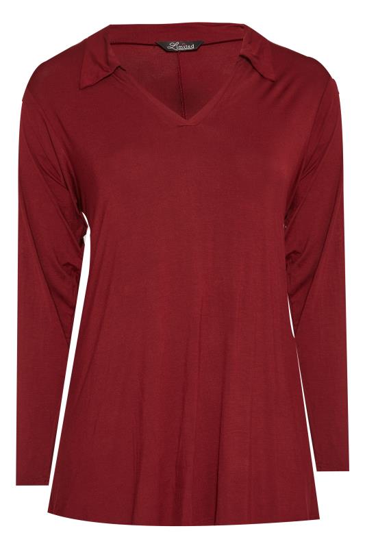 LIMITED COLLECTION Wine Red Rugby Collar Top_F.jpg
