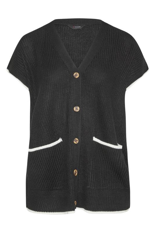 Plus Size Curve Black Button Through Knitted Vest | Yours Clothing  6