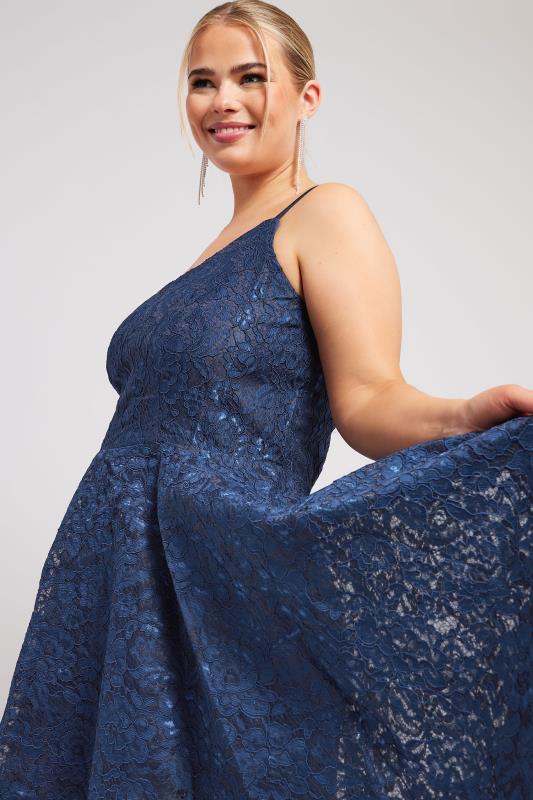 YOURS LONDON Plus Size Navy Blue Lace Midi Dress | Yours Clothing 2