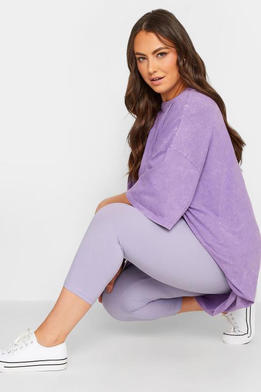 YOURS Plus Size Lilac Purple Cropped Leggings | Yours Clothing 3