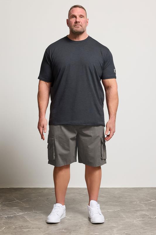 KAM Big & Tall Slate Grey Elastic Waist Cargo Shorts | BadRhino 1