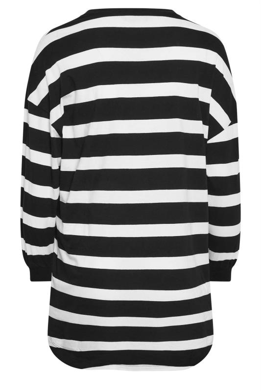 YOURS Plus Size Black & White Oversized Stripe Print Tunic Dress | Yours Clothing 7