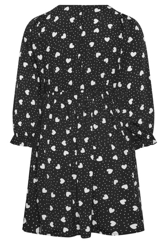 LIMITED COLLECTION Plus Size Black Heart Print Mini Dress | Yours Clothing  8