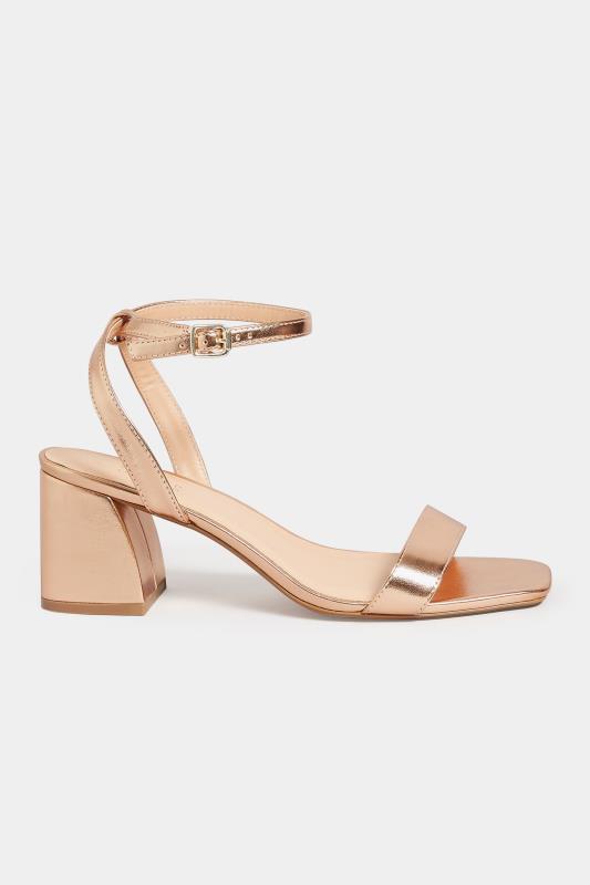 LIMITED COLLECTION Rose Gold Block Heel Sandals In Wide E Fit & Extra Wide EEE Fit | Yours Clothing 3