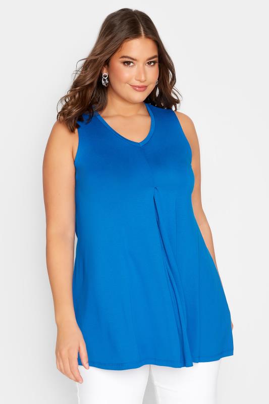 YOURS Curve Plus Size Cobalt Blue Swing Vest Top | Yours Clothing  1