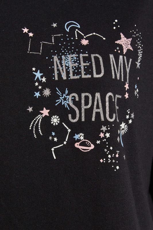 Curve Black 'Need My Space' Galaxy Print Pyjama Set | Yours Clothing 5