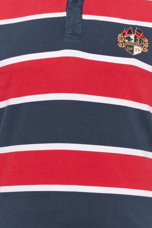 RAGING BULL Big & Tall Navy Blue & Red Stripe Rugby Polo Shirt | BadRhino 2