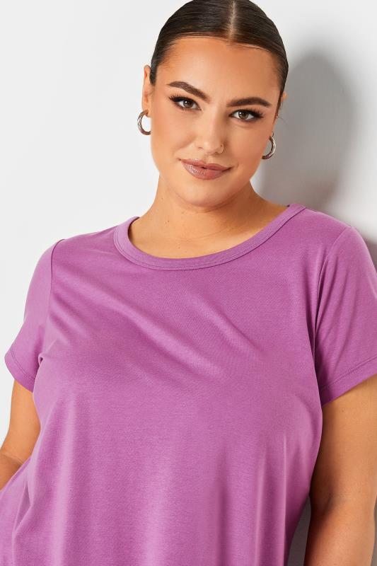 YOURS Curve Plus Size Essentials Purple T-Shirt | Yours Clothing  4