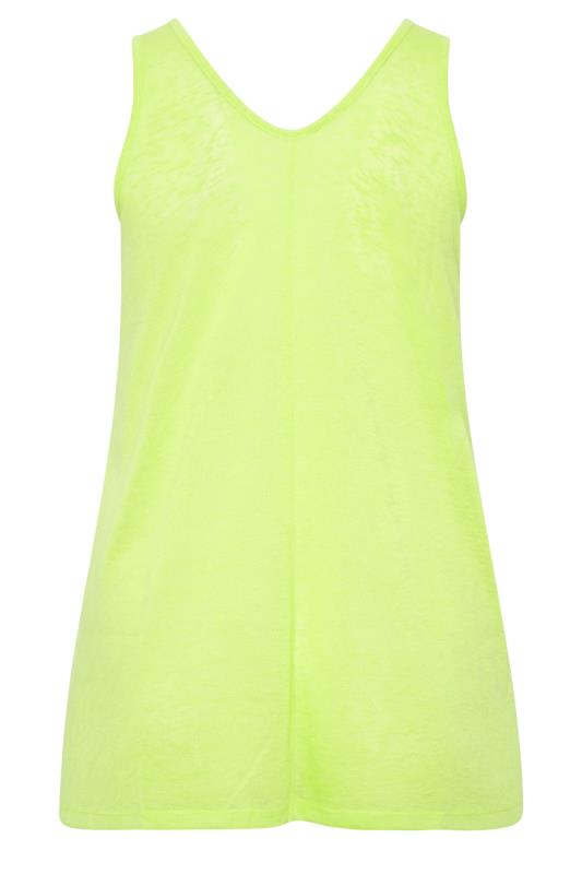 YOURS Curve Plus Size Lime Green Linen Look Vest Top | Yours Clothing  7