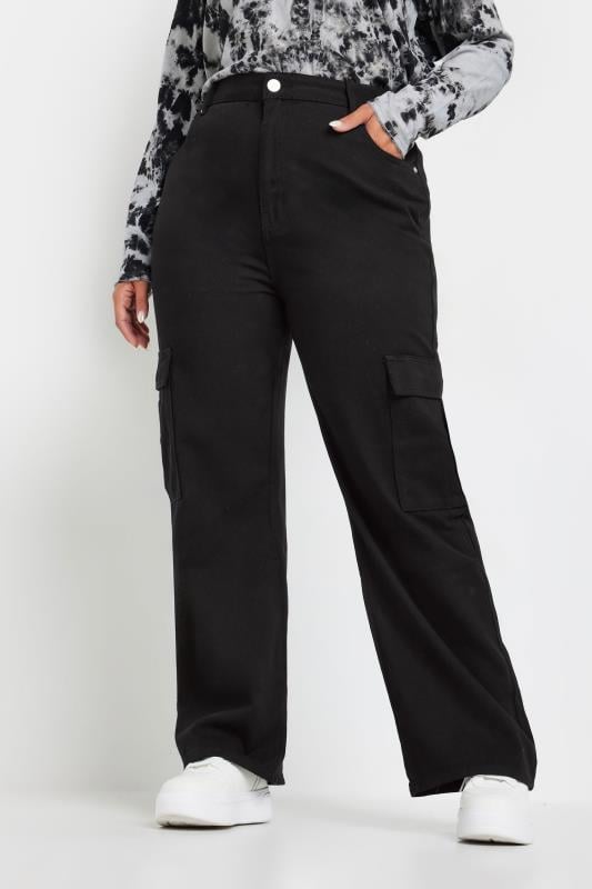  Grande Taille YOURS Curve Black Straight Leg Cargo Jeans