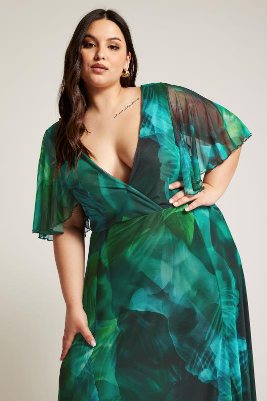 YOURS LONDON Plus Size Green Abstract Print Wrap Maxi Dress | Yours Clothing 2
