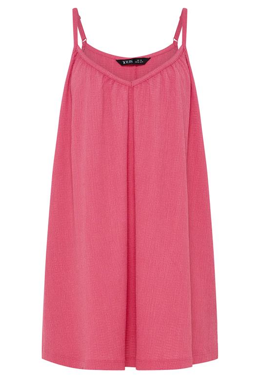 YOURS Plus Size Pink Crinkle Cami Vest Top | Yours Clothing 5