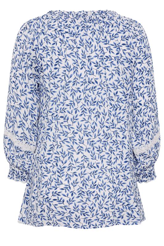 YOURS Plus Size Blue Leaf Pintuck Blouse | Yours Clothing 7