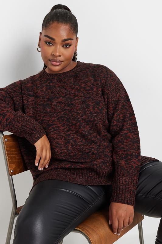 YOURS Curve Rust Orange & Black Twist Knit Jumper | Yours Clothing 2