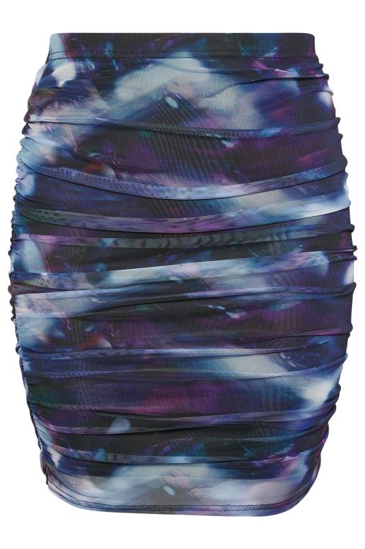  Grande Taille YOURS LONDON Curve Purple Mesh Abstract Print Skirt