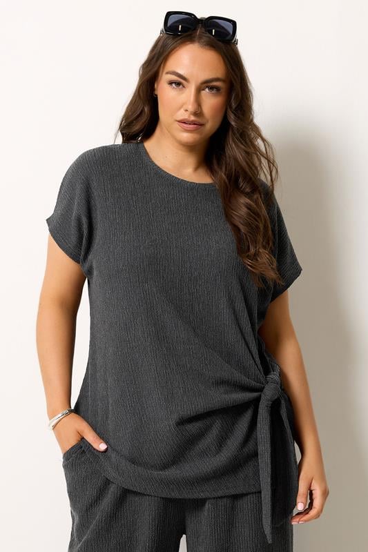  YOURS T-shirt gris à nœud sur le côté