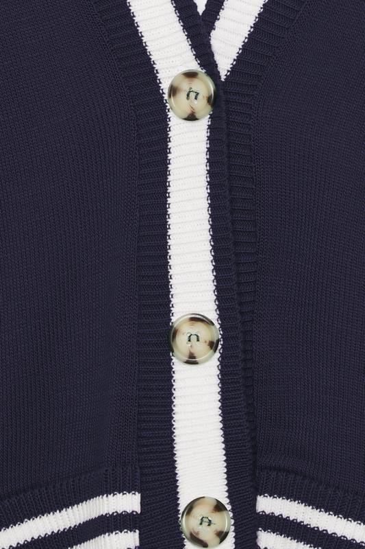 Petite Navy Blue Varsity Stripe Cardigan | PixieGirl 5